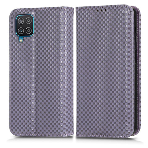 Custodia Portafoglio In Pelle Cover con Supporto C03X per Samsung Galaxy A12 5G Viola