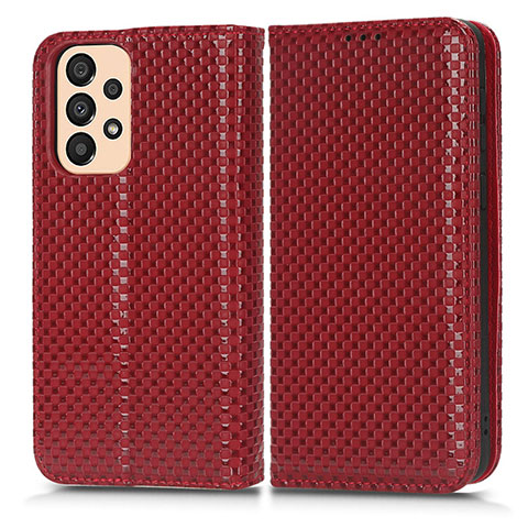 Custodia Portafoglio In Pelle Cover con Supporto C03X per Samsung Galaxy A23 5G Rosso