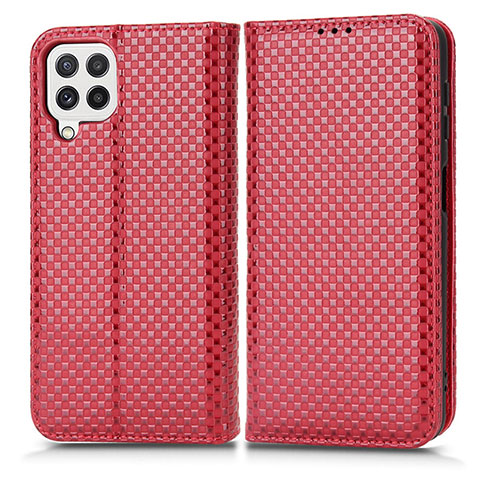 Custodia Portafoglio In Pelle Cover con Supporto C03X per Samsung Galaxy F22 4G Rosso