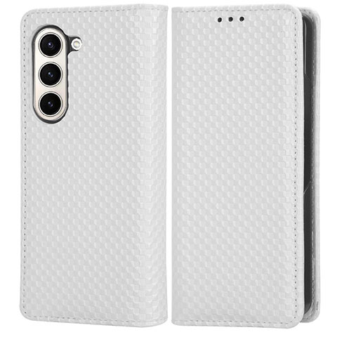 Custodia Portafoglio In Pelle Cover con Supporto C03X per Samsung Galaxy Z Fold5 5G Bianco