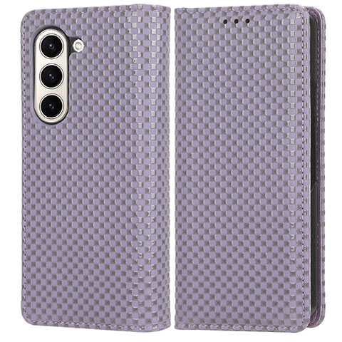 Custodia Portafoglio In Pelle Cover con Supporto C03X per Samsung Galaxy Z Fold5 5G Viola