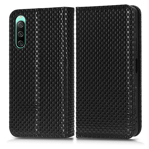 Custodia Portafoglio In Pelle Cover con Supporto C03X per Sony Xperia 10 V Nero