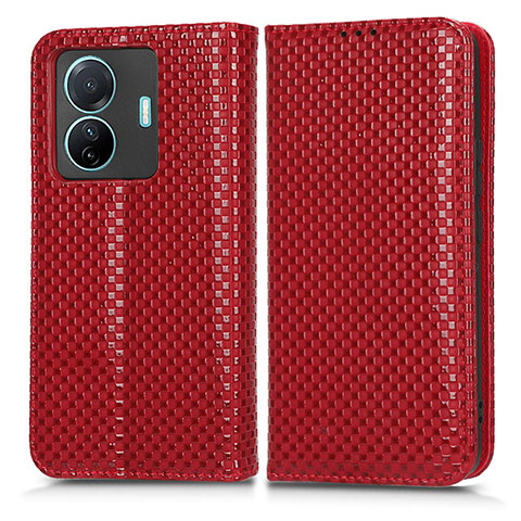 Custodia Portafoglio In Pelle Cover con Supporto C03X per Vivo iQOO Z6 Pro 5G Rosso