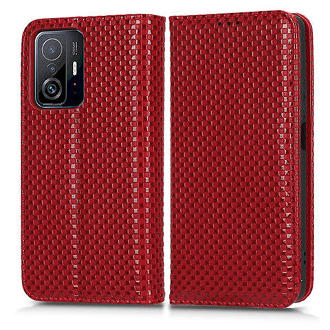 Custodia Portafoglio In Pelle Cover con Supporto C03X per Xiaomi Mi 11T Pro 5G Rosso