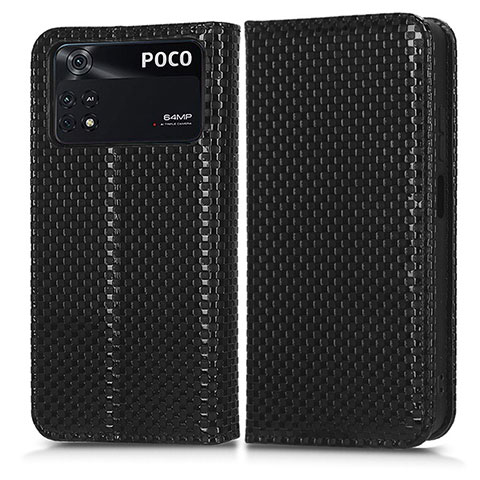 Custodia Portafoglio In Pelle Cover con Supporto C03X per Xiaomi Poco M4 Pro 4G Nero