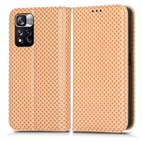 Custodia Portafoglio In Pelle Cover con Supporto C03X per Xiaomi Redmi Note 11 Pro+ Plus 5G Oro