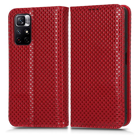 Custodia Portafoglio In Pelle Cover con Supporto C03X per Xiaomi Redmi Note 11S 5G Rosso