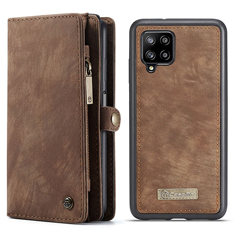 Custodia Portafoglio In Pelle Cover con Supporto C04S per Samsung Galaxy A12 Marrone