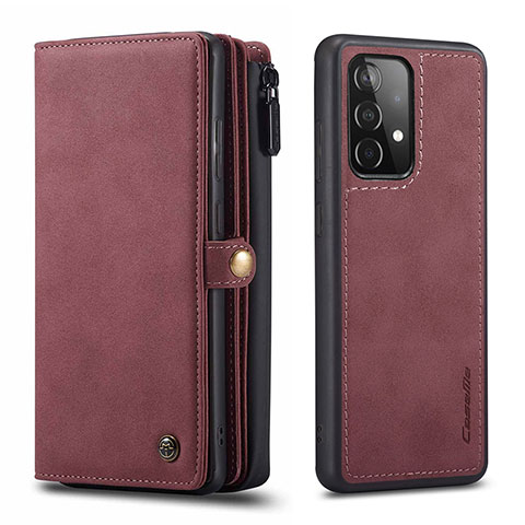 Custodia Portafoglio In Pelle Cover con Supporto C04S per Samsung Galaxy A52 4G Rosso