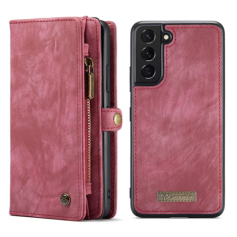 Custodia Portafoglio In Pelle Cover con Supporto C04S per Samsung Galaxy S21 5G Rosso