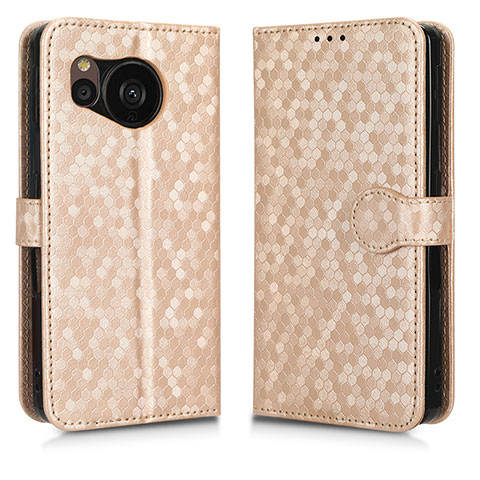 Custodia Portafoglio In Pelle Cover con Supporto C04X per Sharp Aquos Sense7 Plus Oro