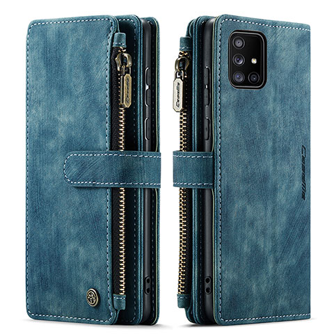 Custodia Portafoglio In Pelle Cover con Supporto C05S per Samsung Galaxy A71 4G A715 Blu