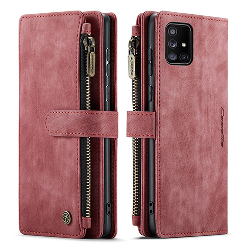 Custodia Portafoglio In Pelle Cover con Supporto C05S per Samsung Galaxy A71 5G Rosso