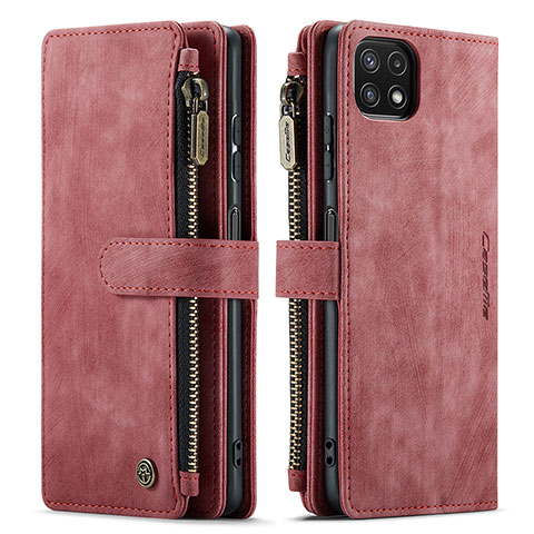 Custodia Portafoglio In Pelle Cover con Supporto C05S per Samsung Galaxy F42 5G Rosso