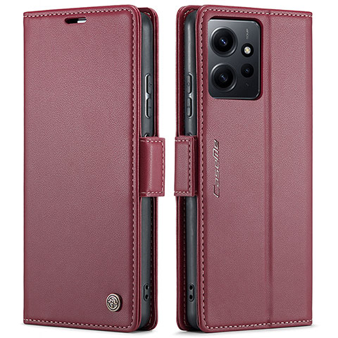 Custodia Portafoglio In Pelle Cover con Supporto C05S per Xiaomi Redmi Note 12 4G Rosso