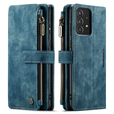 Custodia Portafoglio In Pelle Cover con Supporto C06S per Samsung Galaxy A52 5G Blu