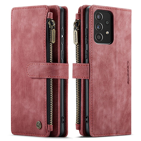 Custodia Portafoglio In Pelle Cover con Supporto C06S per Samsung Galaxy A52 5G Rosso