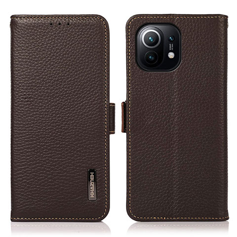 Custodia Portafoglio In Pelle Cover con Supporto C08 per Xiaomi Mi 11 Lite 4G Marrone