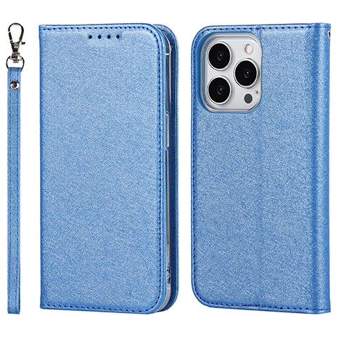 Custodia Portafoglio In Pelle Cover con Supporto D01T per Apple iPhone 13 Pro Blu