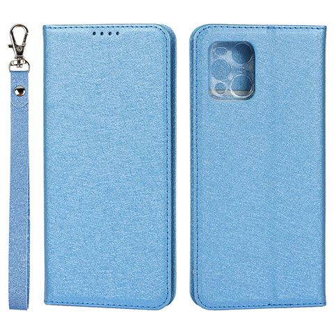 Custodia Portafoglio In Pelle Cover con Supporto D01T per Oppo Find X3 5G Blu