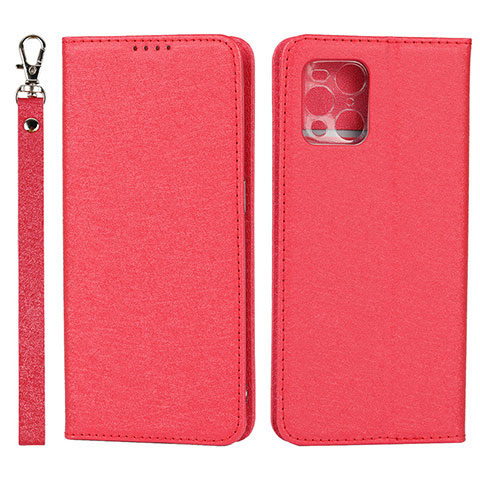 Custodia Portafoglio In Pelle Cover con Supporto D01T per Oppo Find X3 Pro 5G Rosso