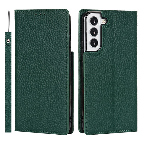 Custodia Portafoglio In Pelle Cover con Supporto D01T per Samsung Galaxy S21 Plus 5G Verde