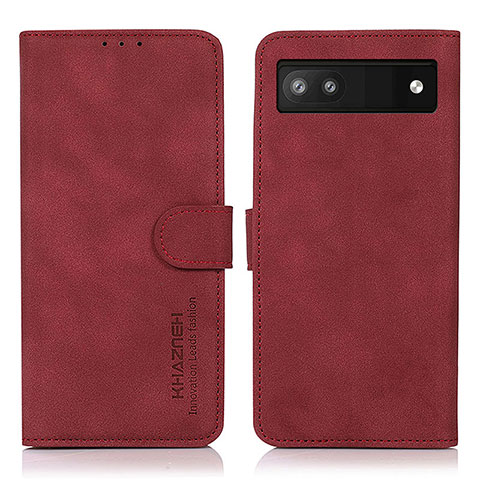 Custodia Portafoglio In Pelle Cover con Supporto D01Y per Google Pixel 7a 5G Rosso