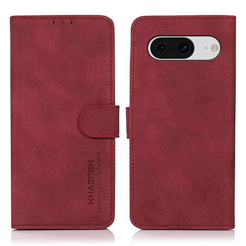 Custodia Portafoglio In Pelle Cover con Supporto D01Y per Google Pixel 8 5G Rosso