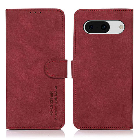 Custodia Portafoglio In Pelle Cover con Supporto D01Y per Google Pixel 8a 5G Rosso