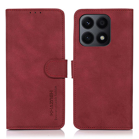 Custodia Portafoglio In Pelle Cover con Supporto D01Y per Huawei Honor X8a 4G Rosso