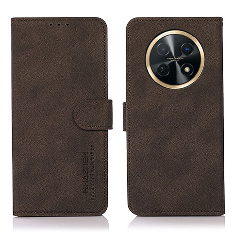 Custodia Portafoglio In Pelle Cover con Supporto D01Y per Huawei Nova Y91 Marrone