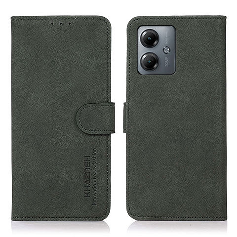 Custodia Portafoglio In Pelle Cover con Supporto D01Y per Motorola Moto G14 Verde