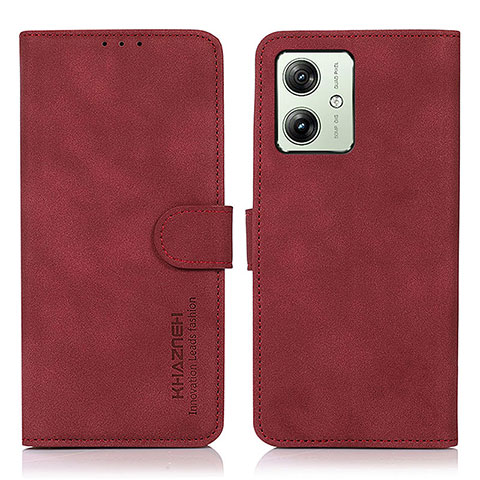 Custodia Portafoglio In Pelle Cover con Supporto D01Y per Motorola Moto G54 5G Rosso