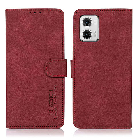 Custodia Portafoglio In Pelle Cover con Supporto D01Y per Motorola Moto G73 5G Rosso