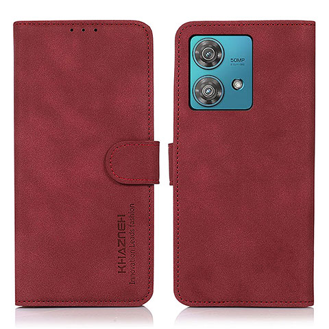 Custodia Portafoglio In Pelle Cover con Supporto D01Y per Motorola Moto G84 5G Rosso