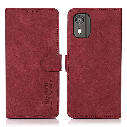 Custodia Portafoglio In Pelle Cover con Supporto D01Y per Nokia C02 Rosso