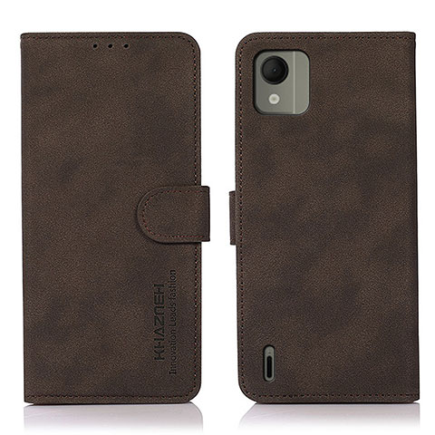 Custodia Portafoglio In Pelle Cover con Supporto D01Y per Nokia C110 Marrone