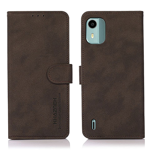 Custodia Portafoglio In Pelle Cover con Supporto D01Y per Nokia C12 Marrone