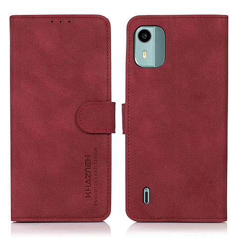 Custodia Portafoglio In Pelle Cover con Supporto D01Y per Nokia C12 Pro Rosso