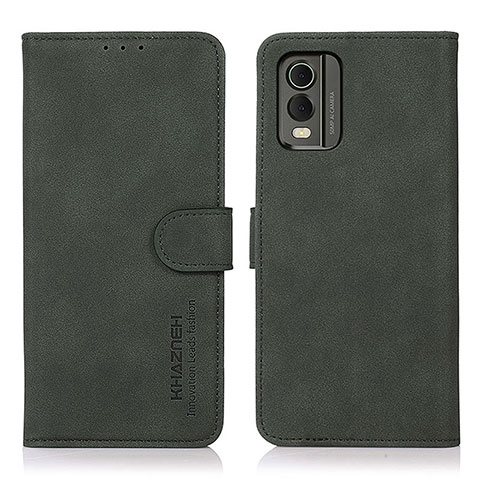 Custodia Portafoglio In Pelle Cover con Supporto D01Y per Nokia C210 Verde