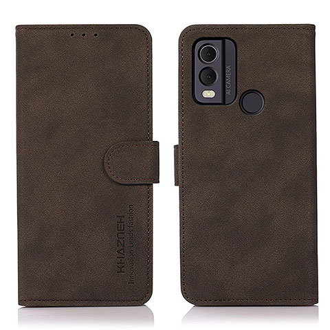 Custodia Portafoglio In Pelle Cover con Supporto D01Y per Nokia C22 Marrone