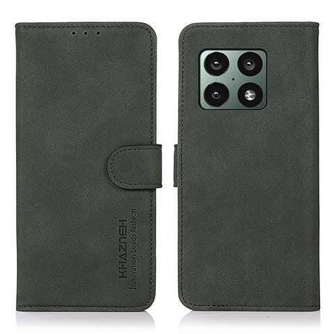 Custodia Portafoglio In Pelle Cover con Supporto D01Y per OnePlus 10 Pro 5G Verde