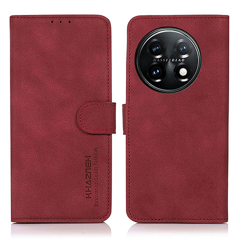 Custodia Portafoglio In Pelle Cover con Supporto D01Y per OnePlus 11 5G Rosso