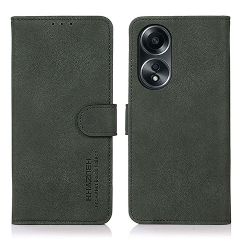 Custodia Portafoglio In Pelle Cover con Supporto D01Y per Oppo A18 Verde