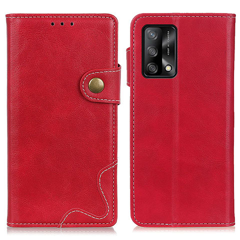 Custodia Portafoglio In Pelle Cover con Supporto D01Y per Oppo A74 4G Rosso