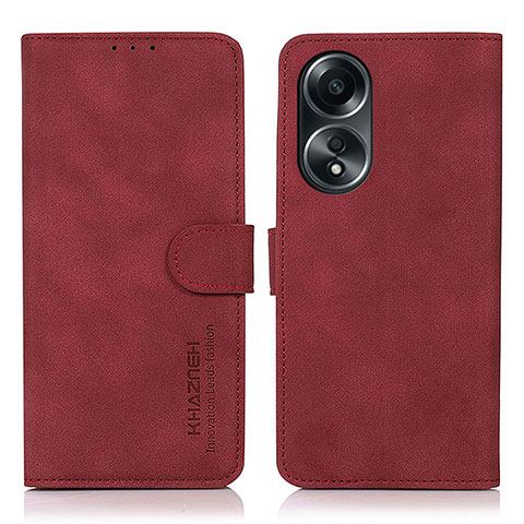 Custodia Portafoglio In Pelle Cover con Supporto D01Y per Oppo A78 4G Rosso