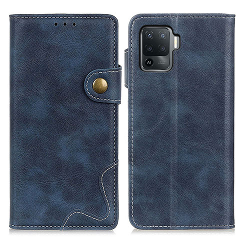 Custodia Portafoglio In Pelle Cover con Supporto D01Y per Oppo F19 Pro Blu