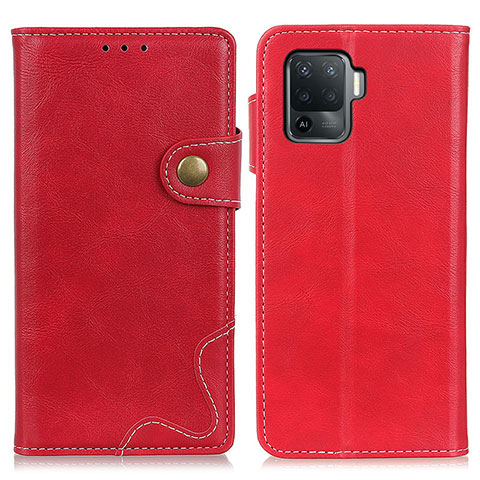 Custodia Portafoglio In Pelle Cover con Supporto D01Y per Oppo Reno5 F Rosso