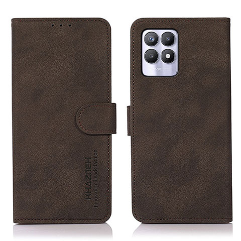 Custodia Portafoglio In Pelle Cover con Supporto D01Y per Realme 8i Marrone