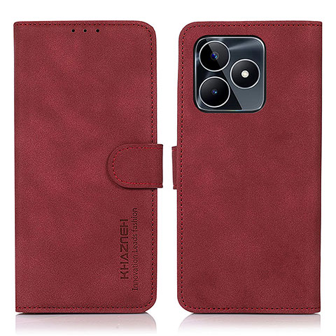 Custodia Portafoglio In Pelle Cover con Supporto D01Y per Realme C51 Rosso